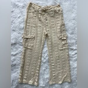 12th TRIBE Amore Crochet Drawstring Cargo Pants‎ Size Medium